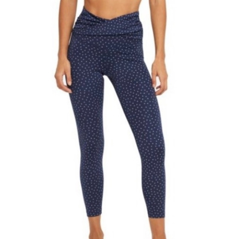 Nike Dri-FIT Navy and White Yoga Dots Twist 7/8 Capri Tights